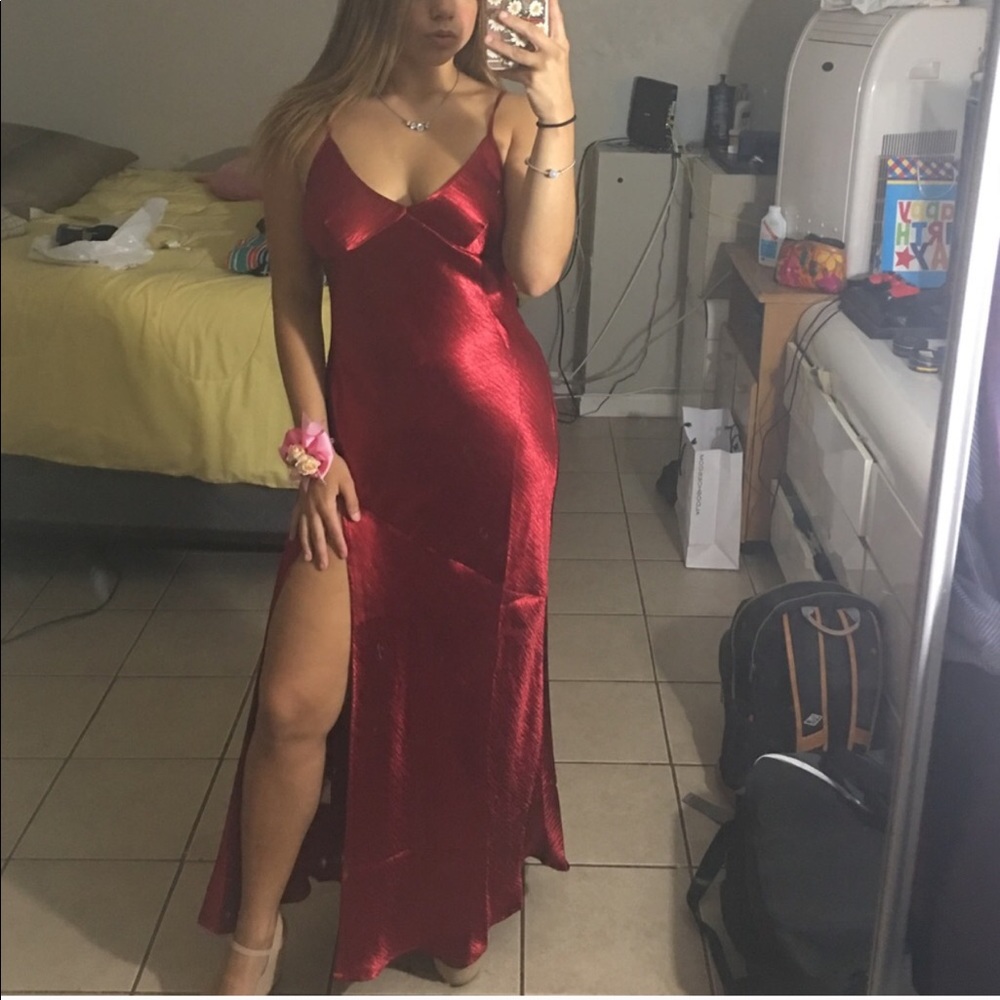 Silky red dress